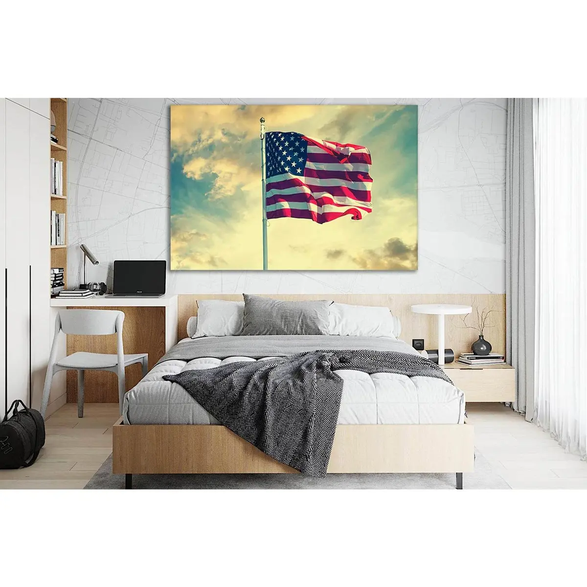 American Flag Waving In The Sky №Sl1186 Ready To Hang Canvas Print 2