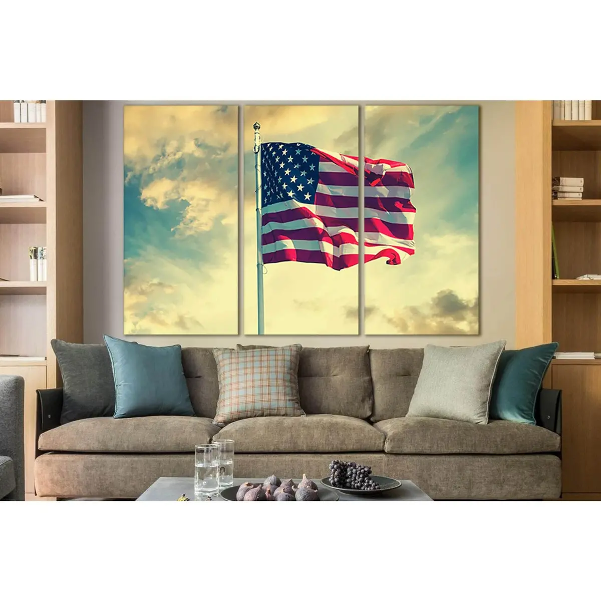 American Flag Waving In The Sky №Sl1186 Ready To Hang Canvas Print 5