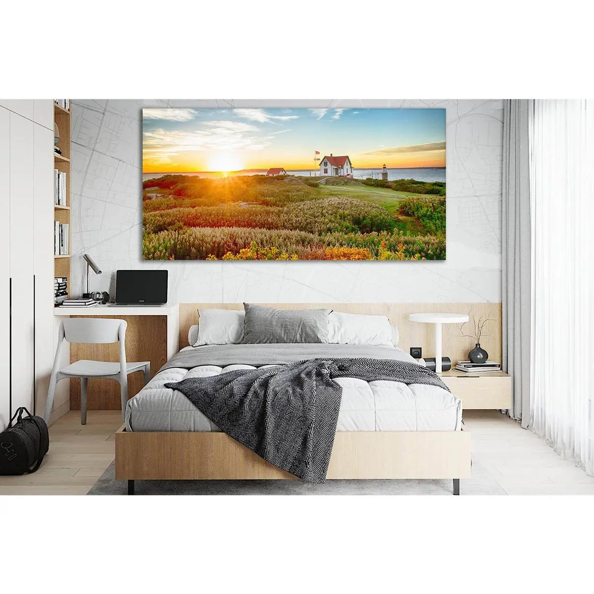 American Home And Beautiful Sunrise №Sl272 Ready To Hang Canvas Print 1