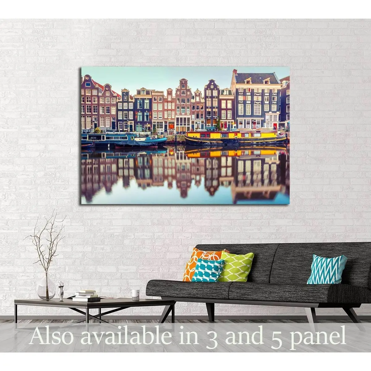 Amsterdam Canal Singel.Holland, Netherlands №2409 Ready To Hang Canvas Print 1