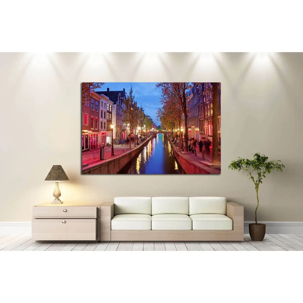 Amsterdam Red Light District Area In The City Centre At Dusk, North Holland, The Netherlands №2156 Ready To Hang Canvas Print 3