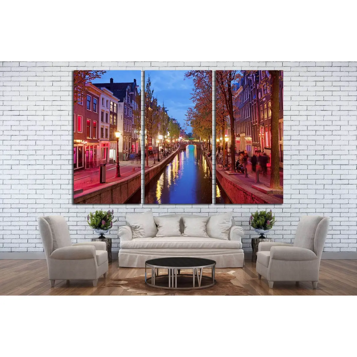 Amsterdam Red Light District Area In The City Centre At Dusk, North Holland, The Netherlands №2156 Ready To Hang Canvas Print 5