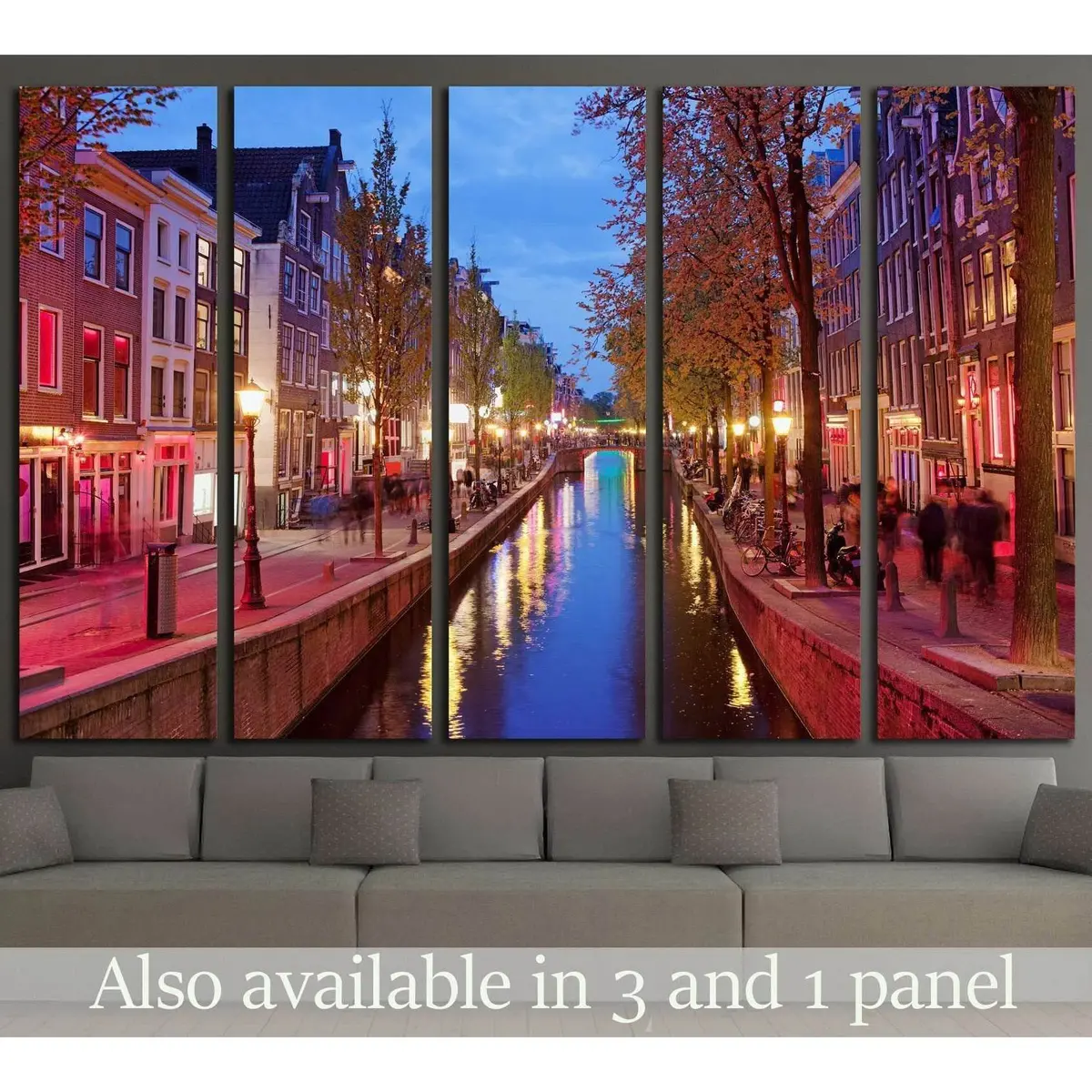 Amsterdam Red Light District Canvas Art Print – City Center at Dusk, North Holland