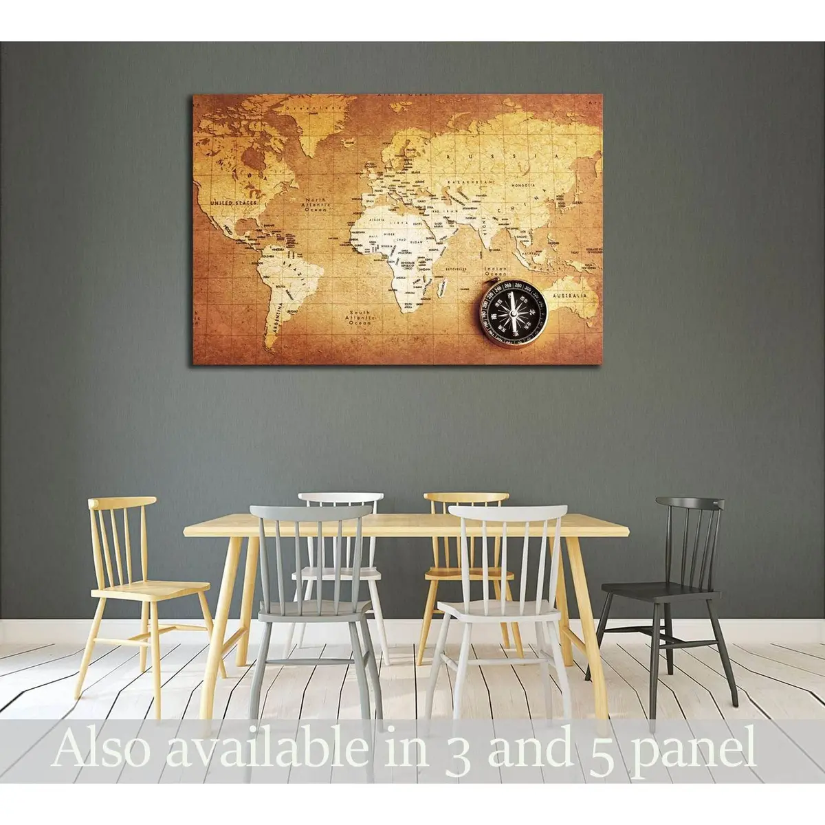An Old Brass Compass On A Treasure Map Background №2812 Ready To Hang Canvas Print 1