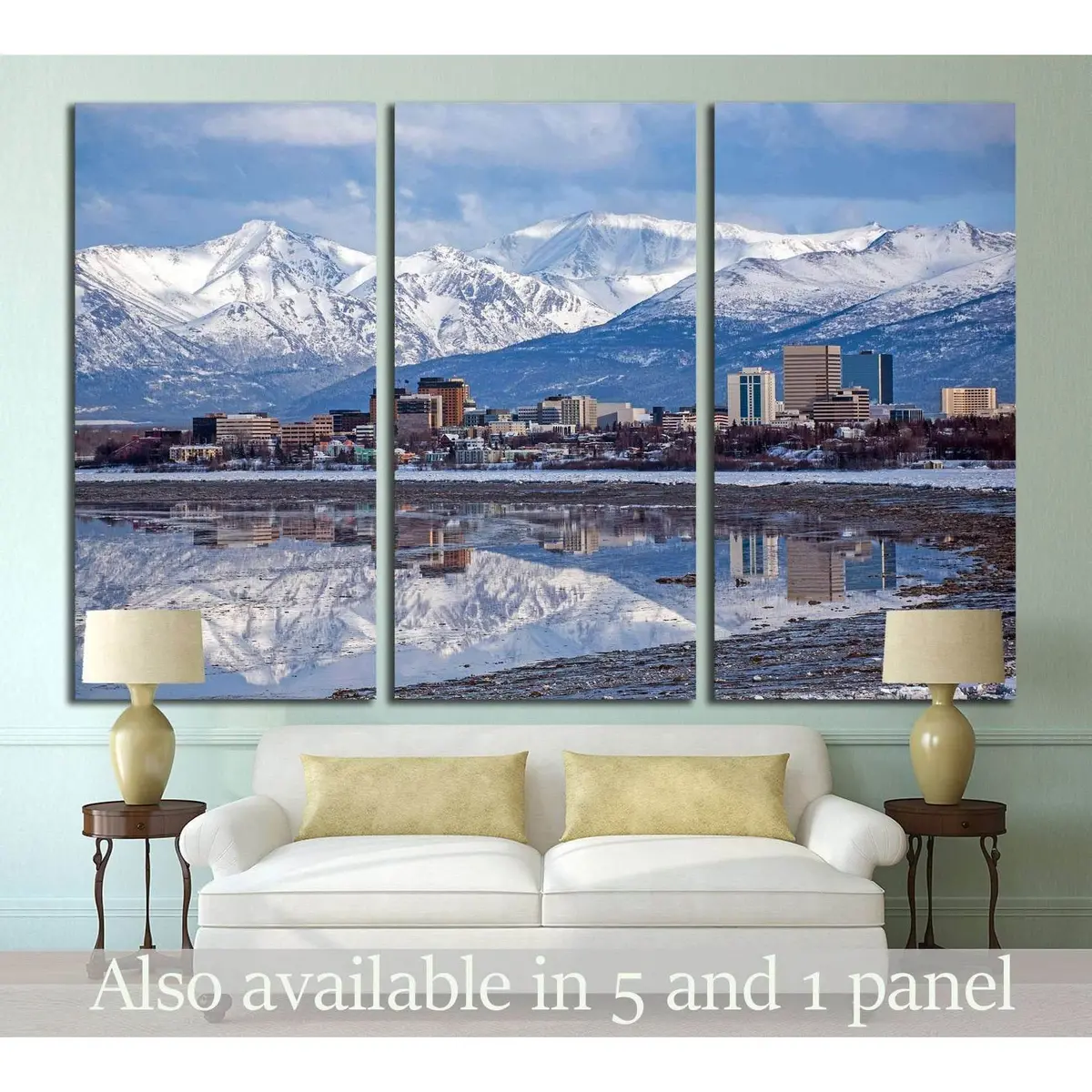 Anchorage Skyline With A Winter Reflection №1751 Ready To Hang Canvas Print 5