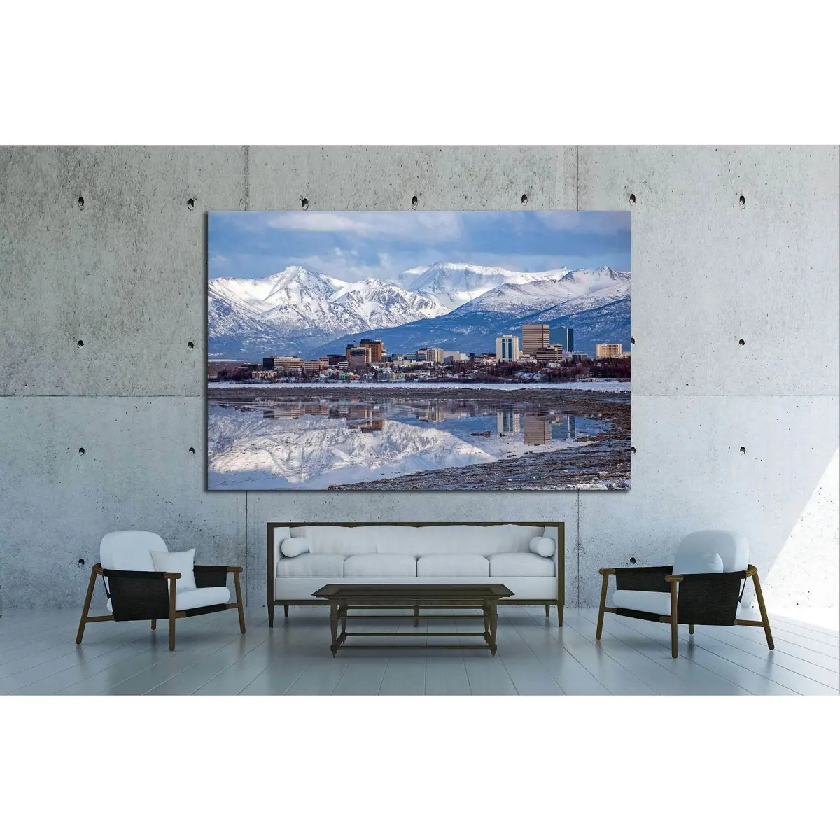 Anchorage Skyline With A Winter Reflection №1751 Ready To Hang Canvas Print 2