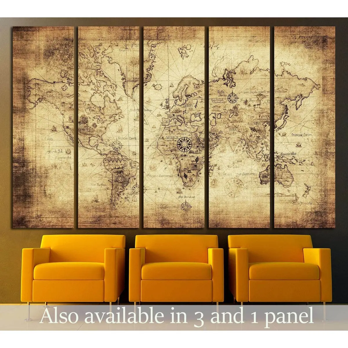 Vintage World Map Canvas Art #2807 – Premium Ready-to-Hang Wall Decor