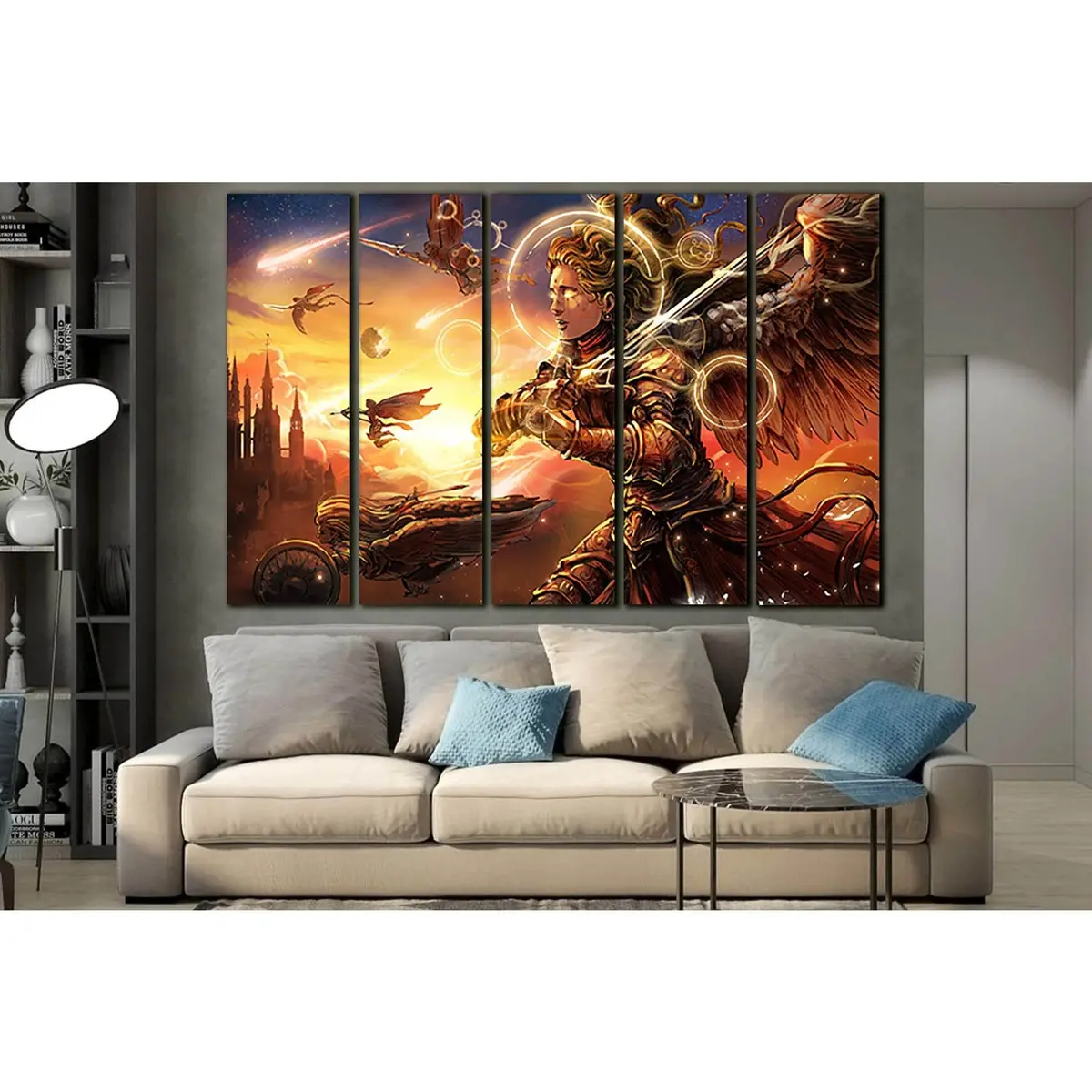 Celestial Angel Squad Soaring Through the Sky – SL1242 Ready-to-Hang Canvas Wall Art