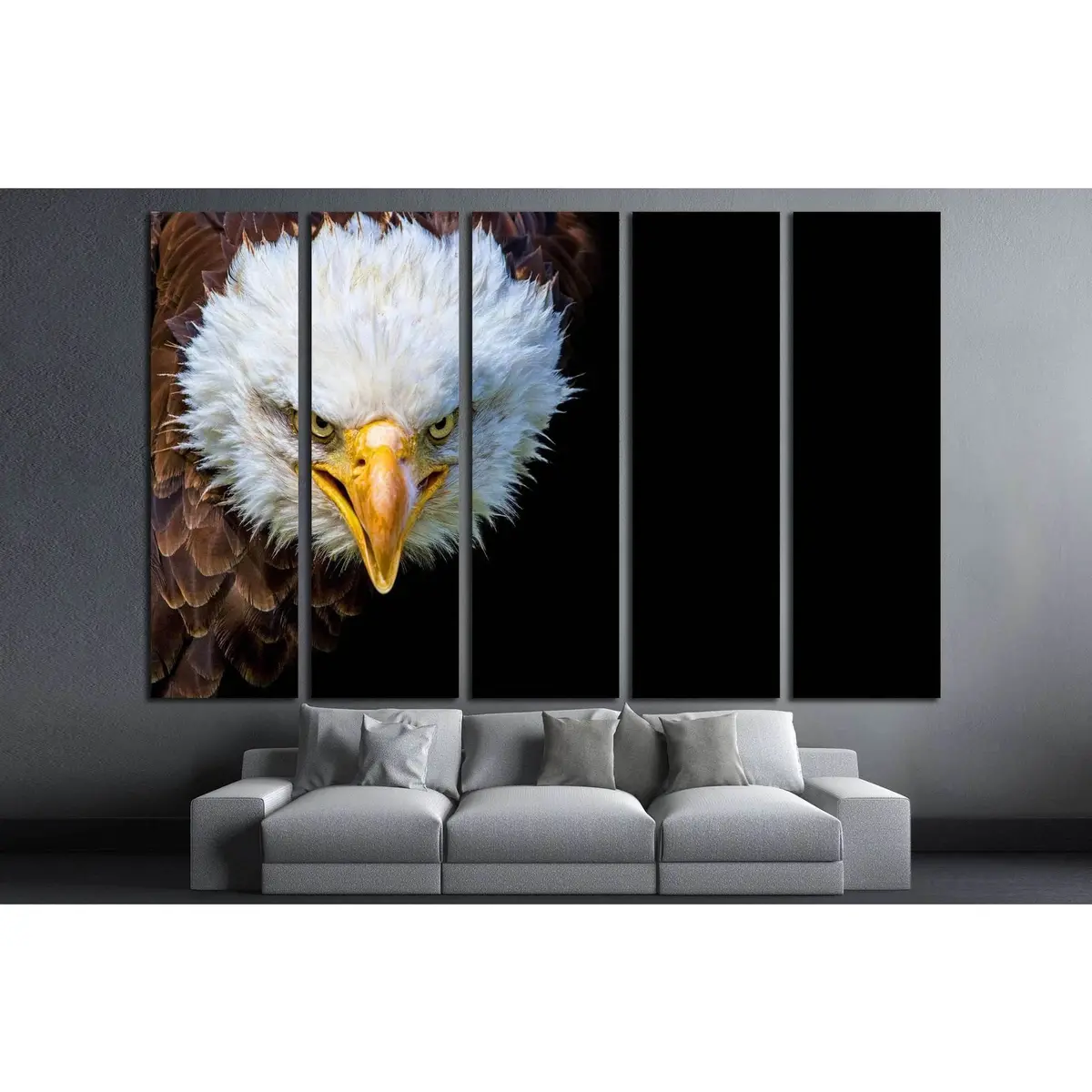 Fierce North American Bald Eagle Canvas Art Print – Ready-to-Hang Wall Decor on Black Background - Image 3