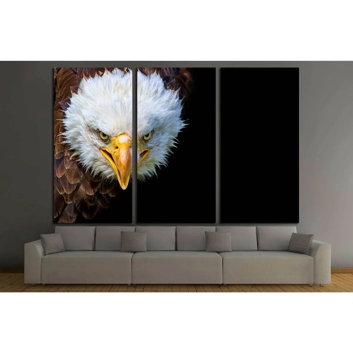 Angry North American Bald Eagle On Black Background №1863 Ready To Hang Canvas Print 5