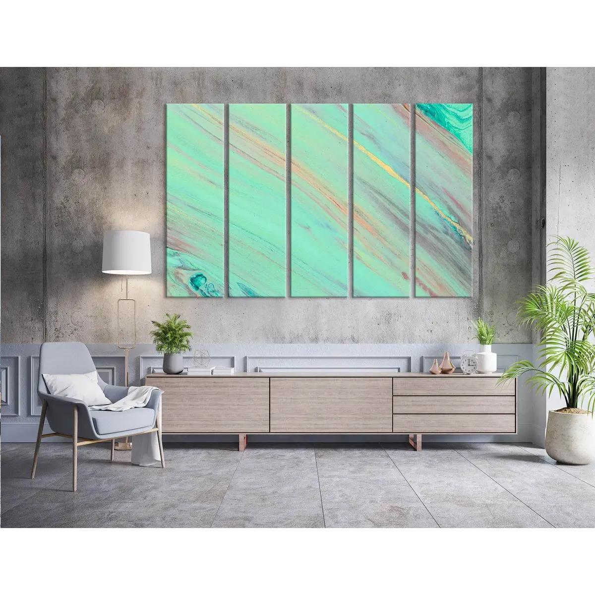 Premium Aquamarine Abstract Canvas Art Print №04303 – Ready-to-Hang Wall Decor - Image 3