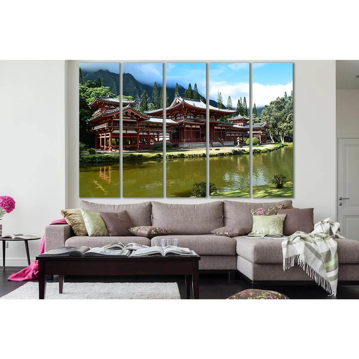 Byodo-In Temple Architecture Canvas Art Print – Pre-Hung, Ready to Display