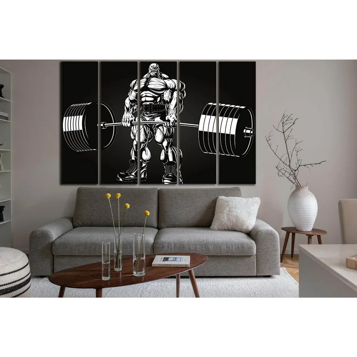Black & White Bodybuilder Canvas Art Print №SL924 – Ready-to-Hang Wall Decor - Image 3