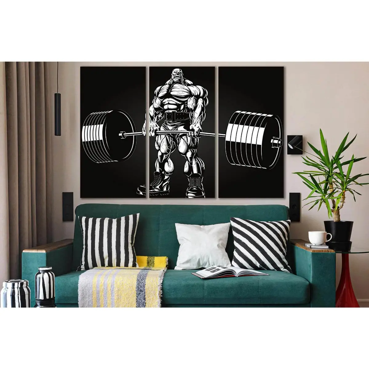Art Black And White Bodybuilder Picture №Sl924 Ready To Hang Canvas Print 5