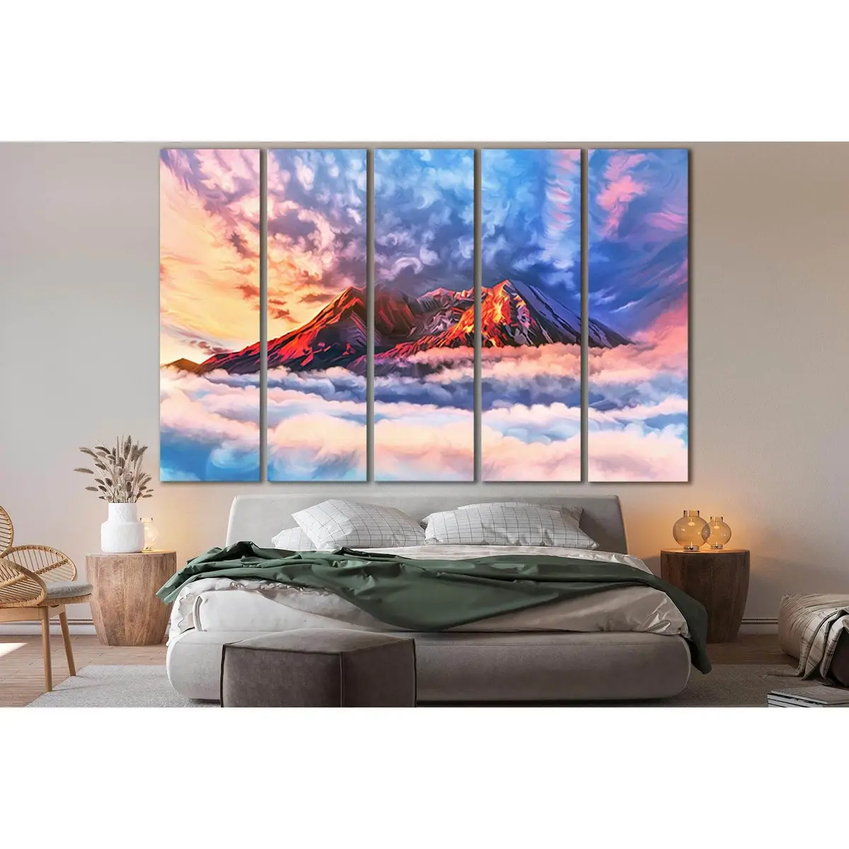 Clouds Over Mountain Peaks Canvas Wall Art – Ready-to-Hang Print SL1585 - Image 3