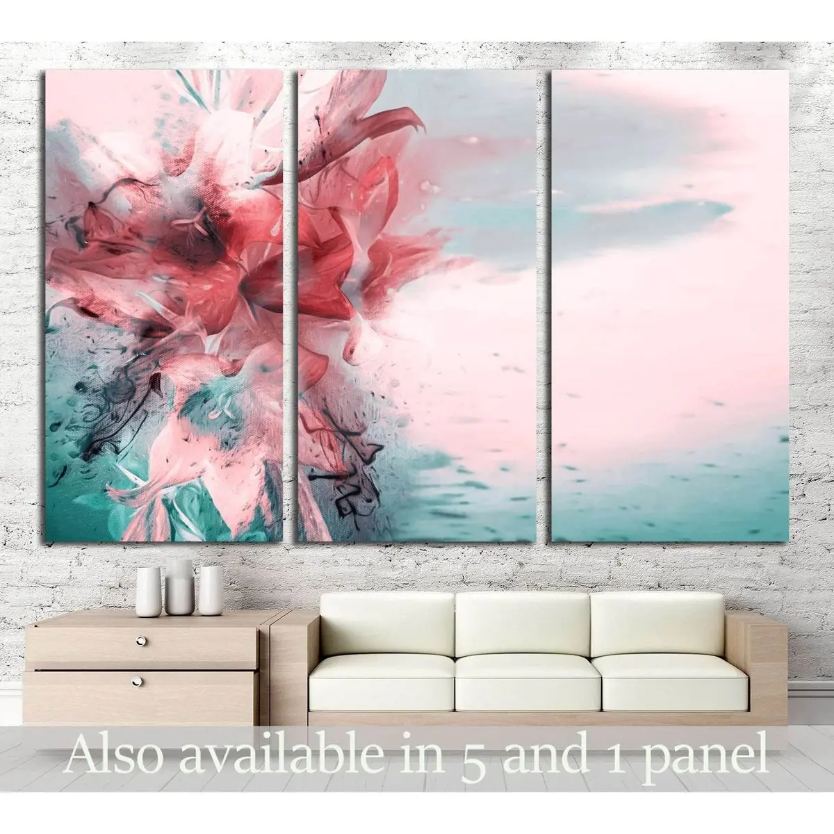 Artistic Lilies Bouquet. Raster Illustration. №2564 Ready To Hang Canvas Print 5