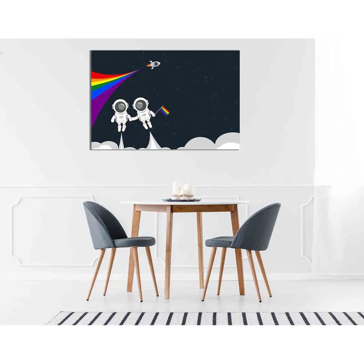 Astronaut Holding Rainbow Flag №2125 Ready To Hang Canvas Print 1