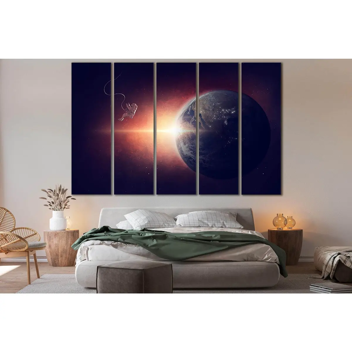 Astronaut Circling Earth №SL382 Premium Ready-to-Hang Canvas Art