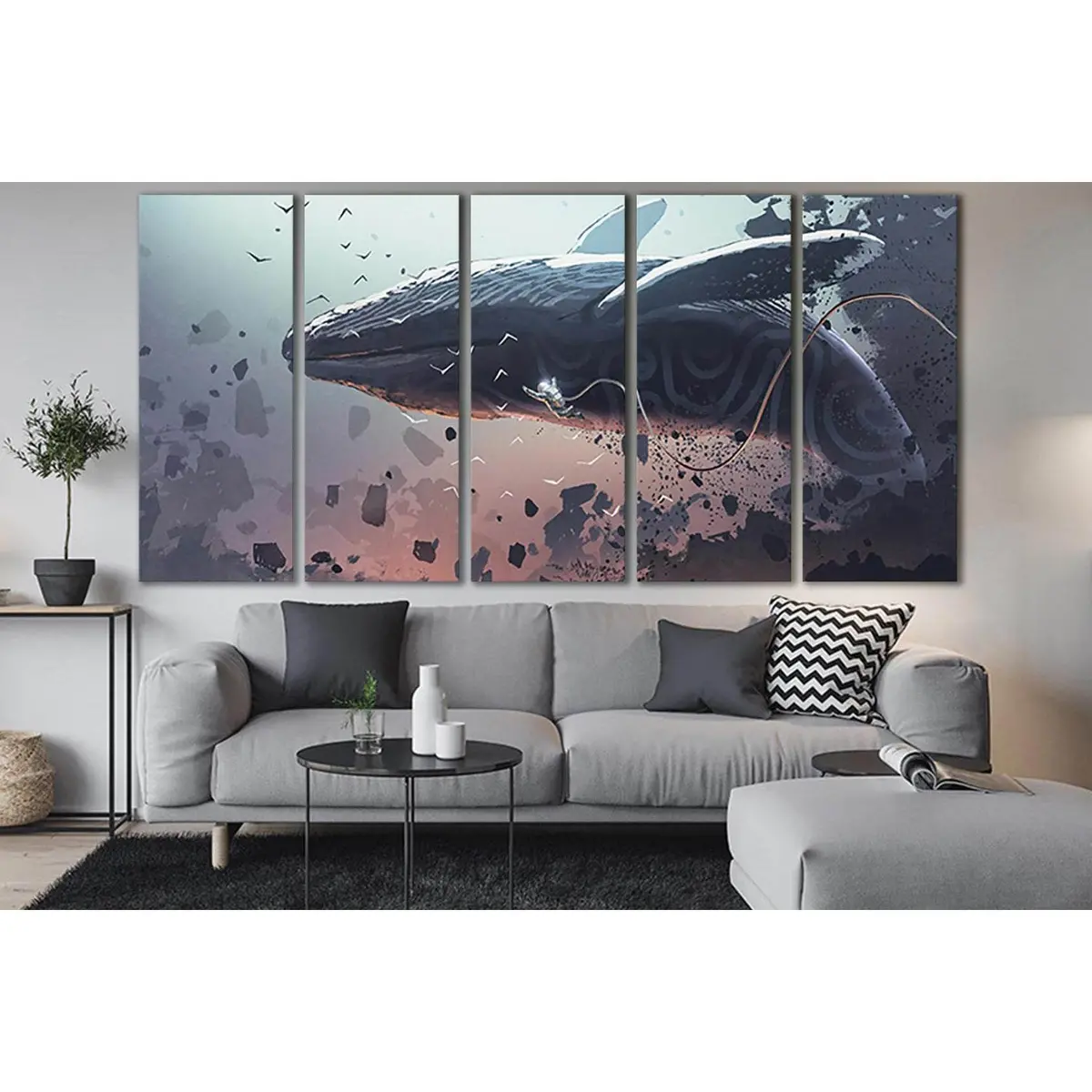 Astronaut Riding a Majestic Whale – SL1260 Premium Canvas Wall Art, Ready to Hang - Image 3
