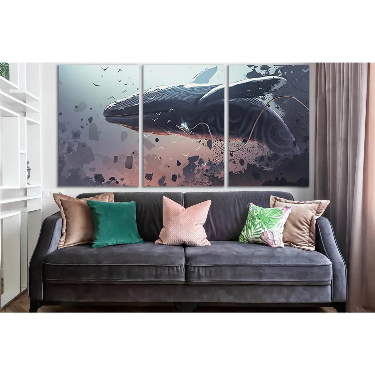 Astronaut Soars With A Fantastic Whale №Sl1260 Ready To Hang Canvas Print 5