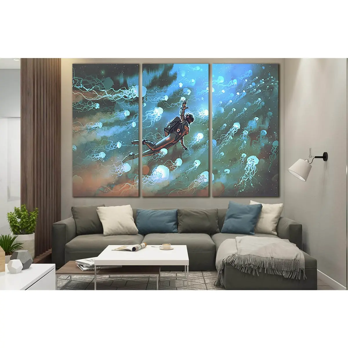 Astronaut With Jellyfishes In Space №Sl1252 Ready To Hang Canvas Print 5