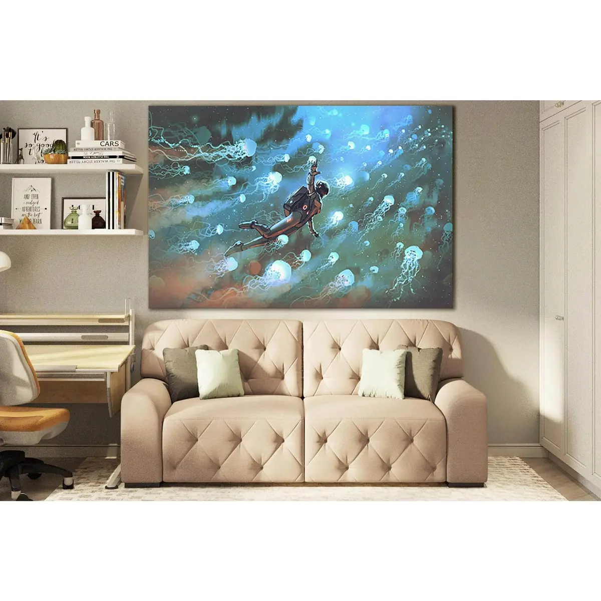 Astronaut With Jellyfishes In Space №Sl1252 Ready To Hang Canvas Print 2