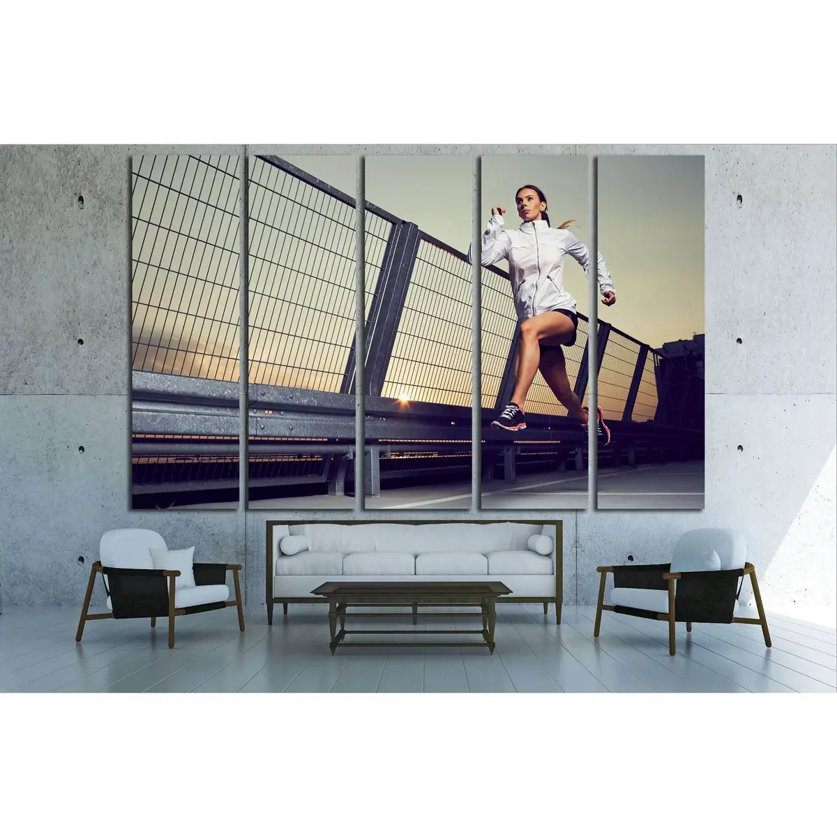 Sunset Runner on Urban Rooftop – Ready-to-Hang Canvas Wall Art #3255 - Image 3