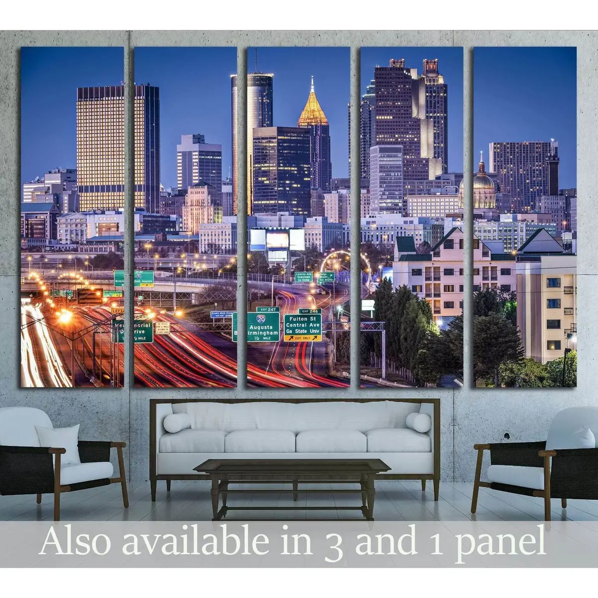 Atlanta, Georgia Twilight Rush Hour Canvas Wall Art – Ready-to-Hang Print #1628