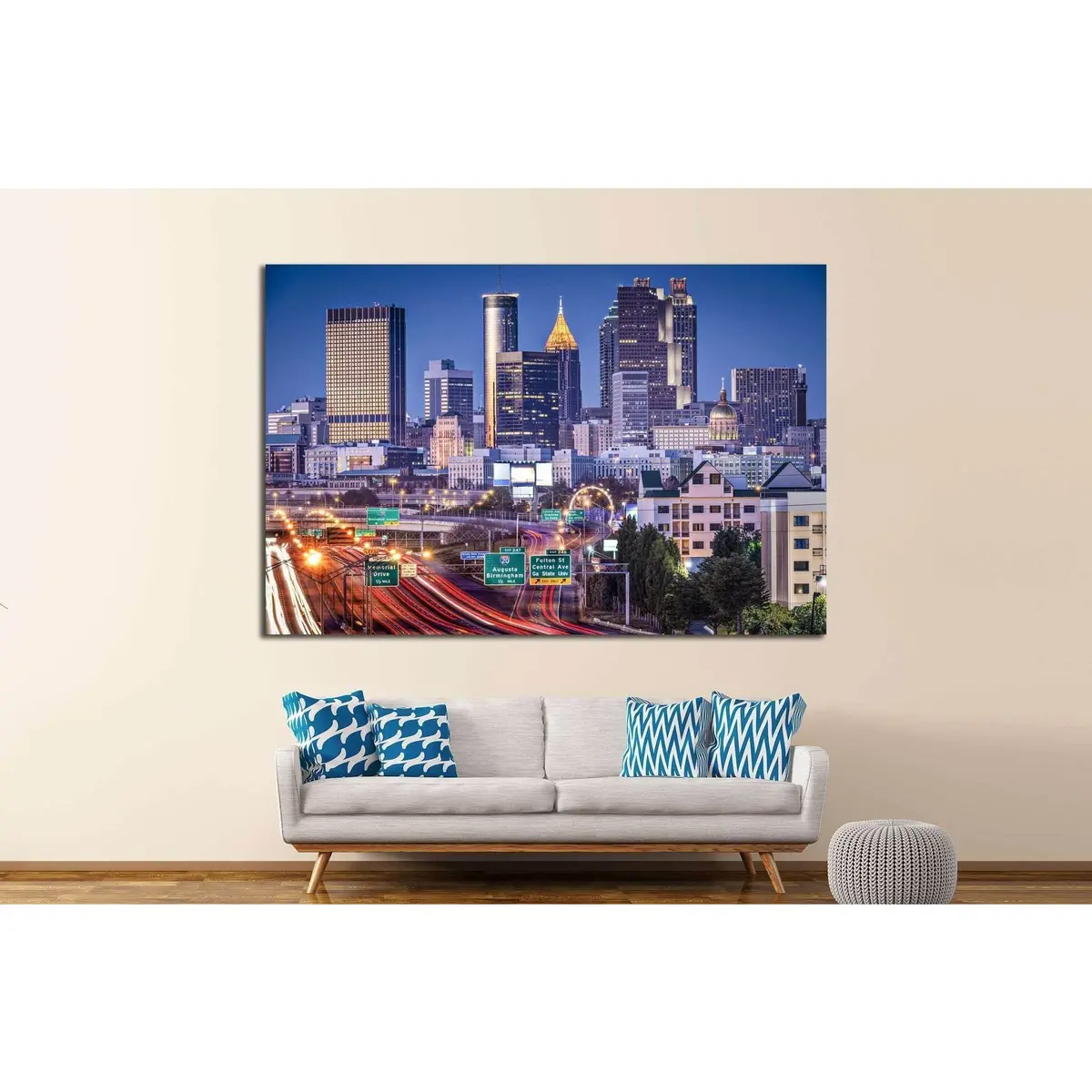 Atlanta, Georgia, Usa Twilight Rush Hour №1628 Ready To Hang Canvas Print 3