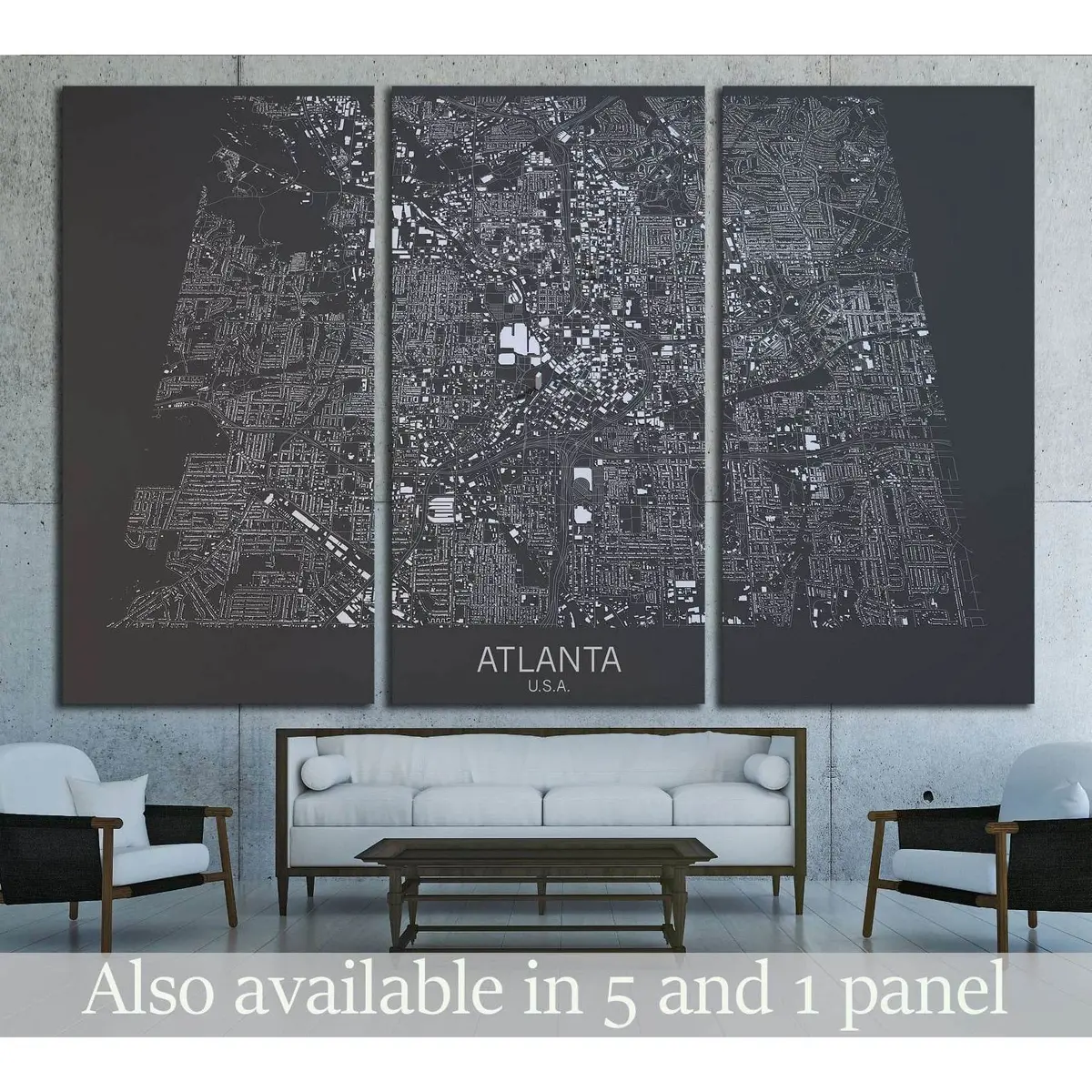 Atlanta Map, Satellite View, United States №1826 Ready To Hang Canvas Print 5