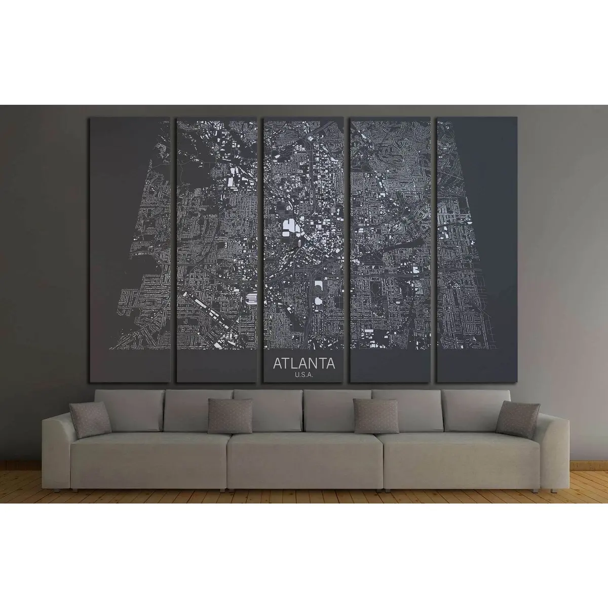 Atlanta Satellite Map Canvas Print – Ready-to-Hang Wall Art, USA Location #1826 - Image 3