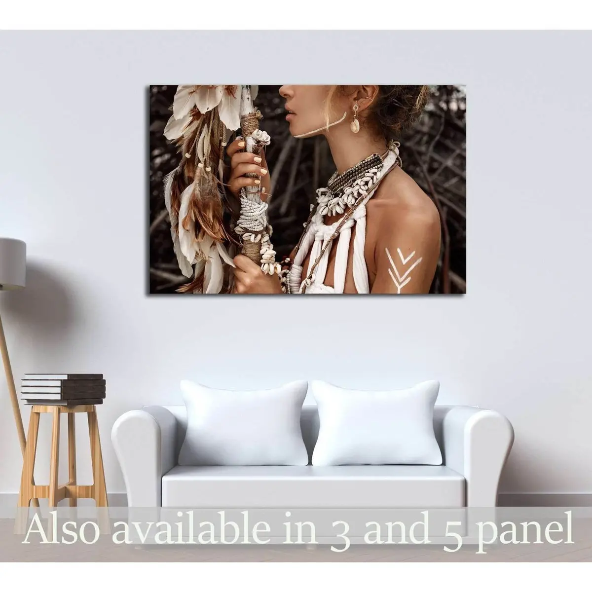Attractive Wild Boho Woman Close Up Portrait №2767 Ready To Hang Canvas Print 1