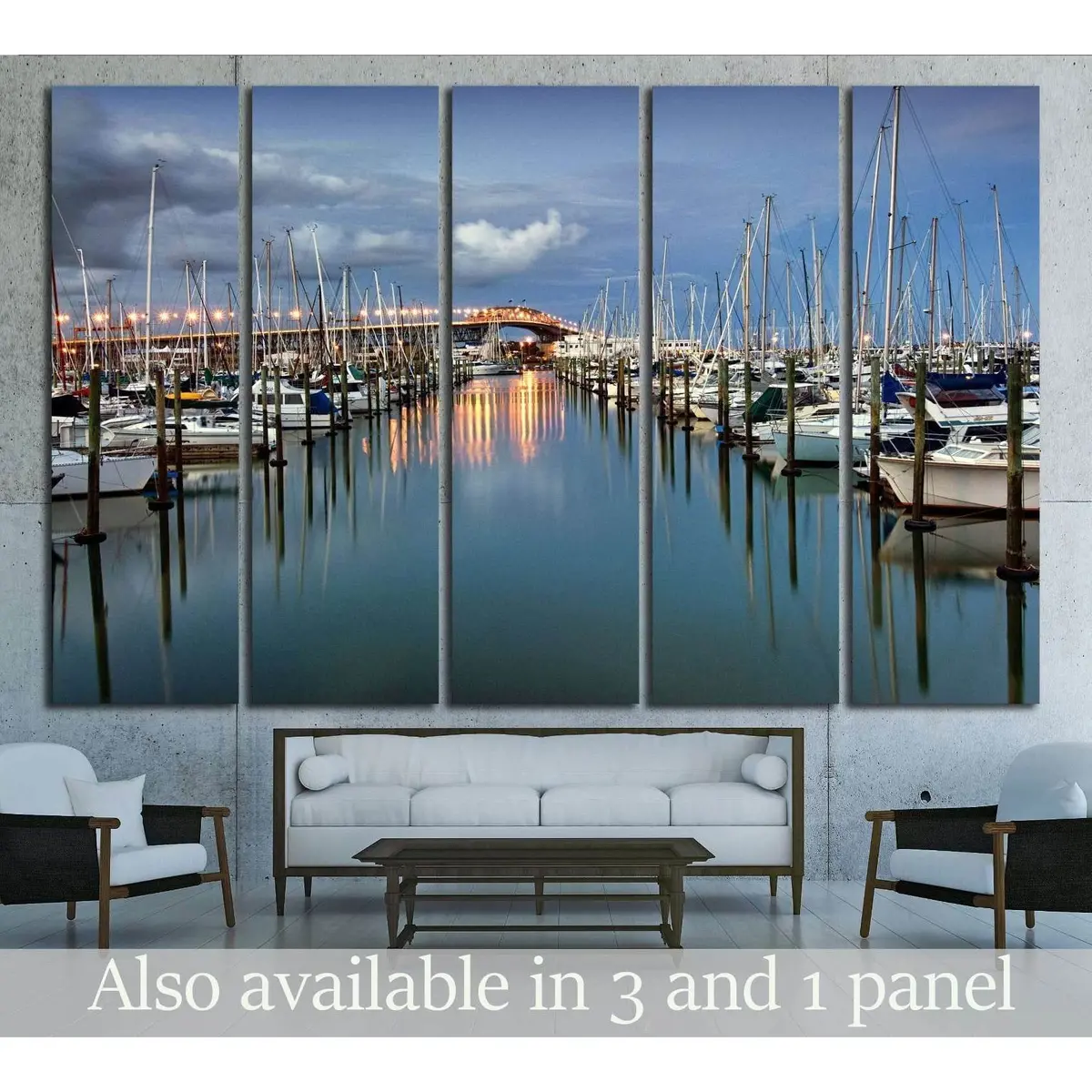 Scenic Canvas Print of Auckland Harbour Bridge Captured from Westhaven Marina, New Zealand