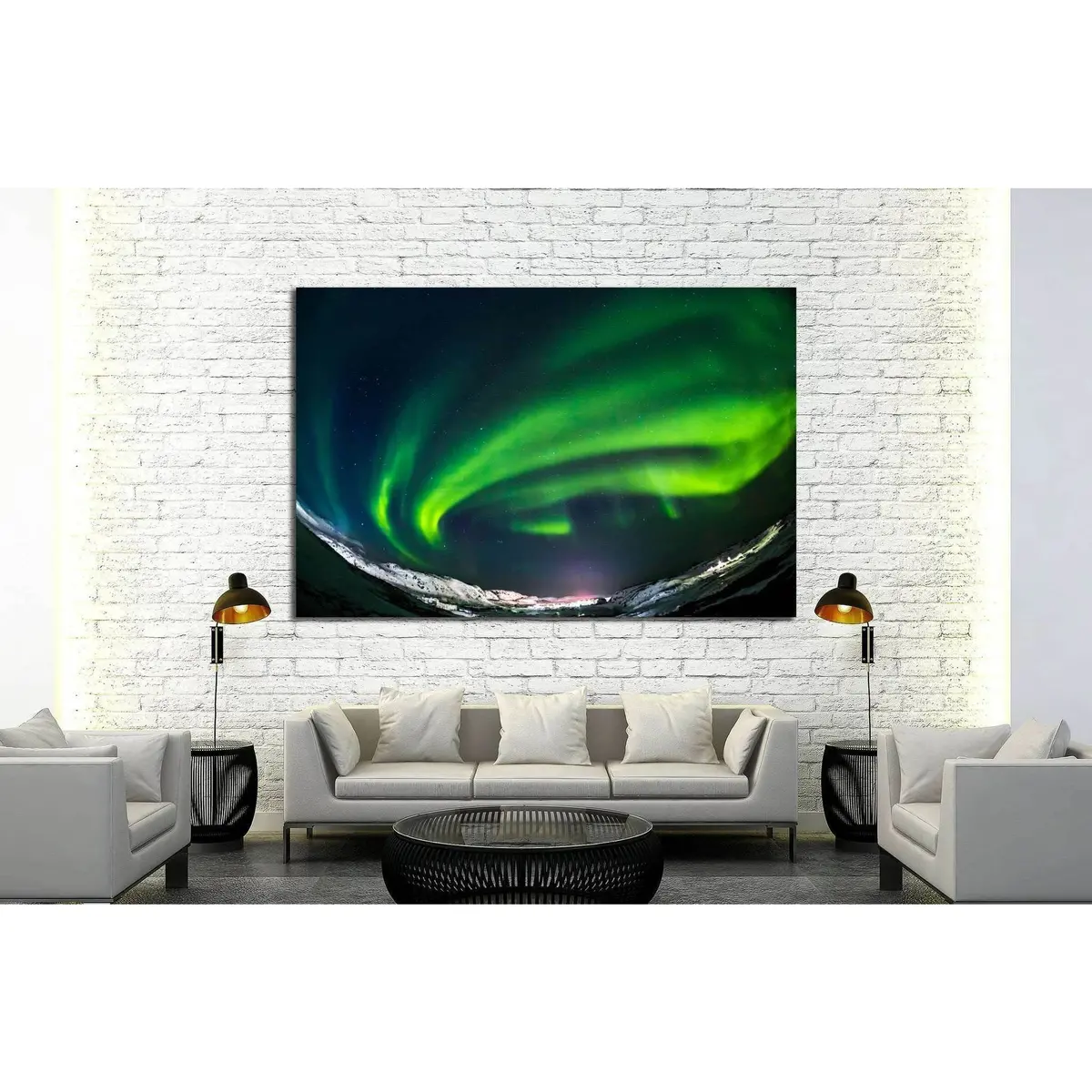 Aurora Green On Teriberka In The Murmansk Region, Russia №1912 Ready To Hang Canvas Print 3
