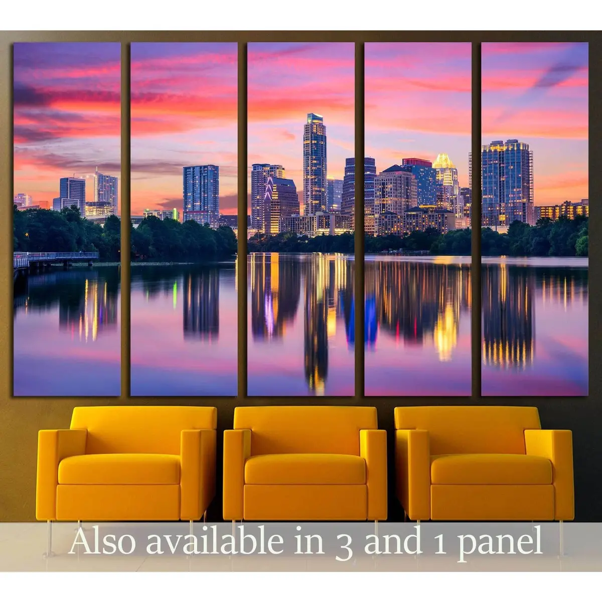 Austin Skyline Canvas Art Print Featuring Colorado River Vista – Ready-to-Hang Wall Decor