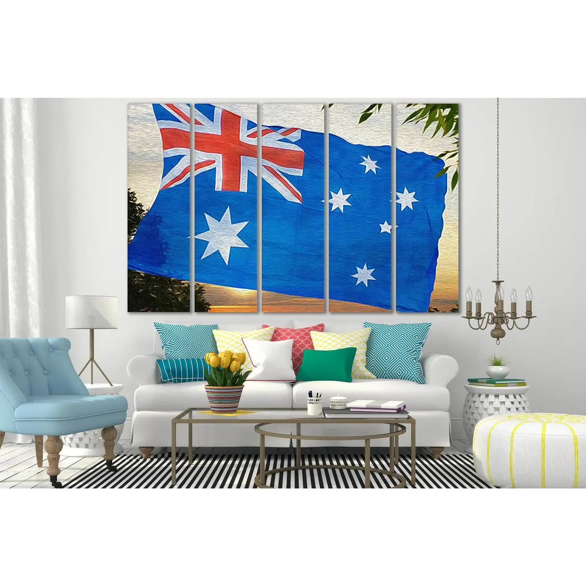 Australian Flag Canvas Artwork №SL1204 – Hand-Styled Oil Painting Wall Decor