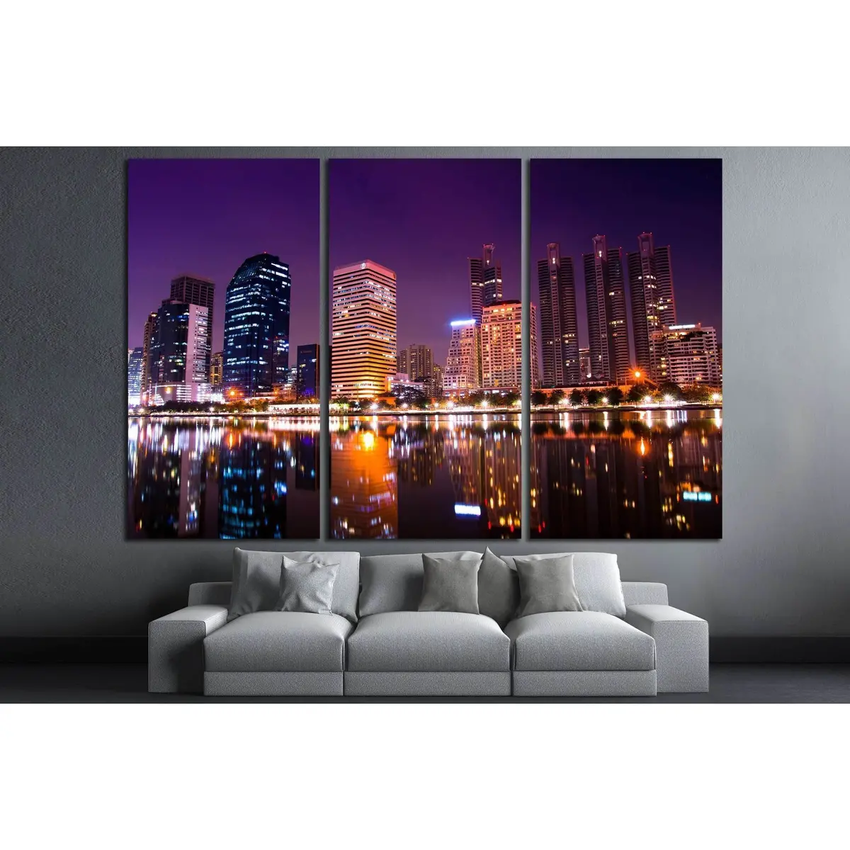 Australian Modern City At Night (Gold Coast) Queensland №2236 Ready To Hang Canvas Print 5
