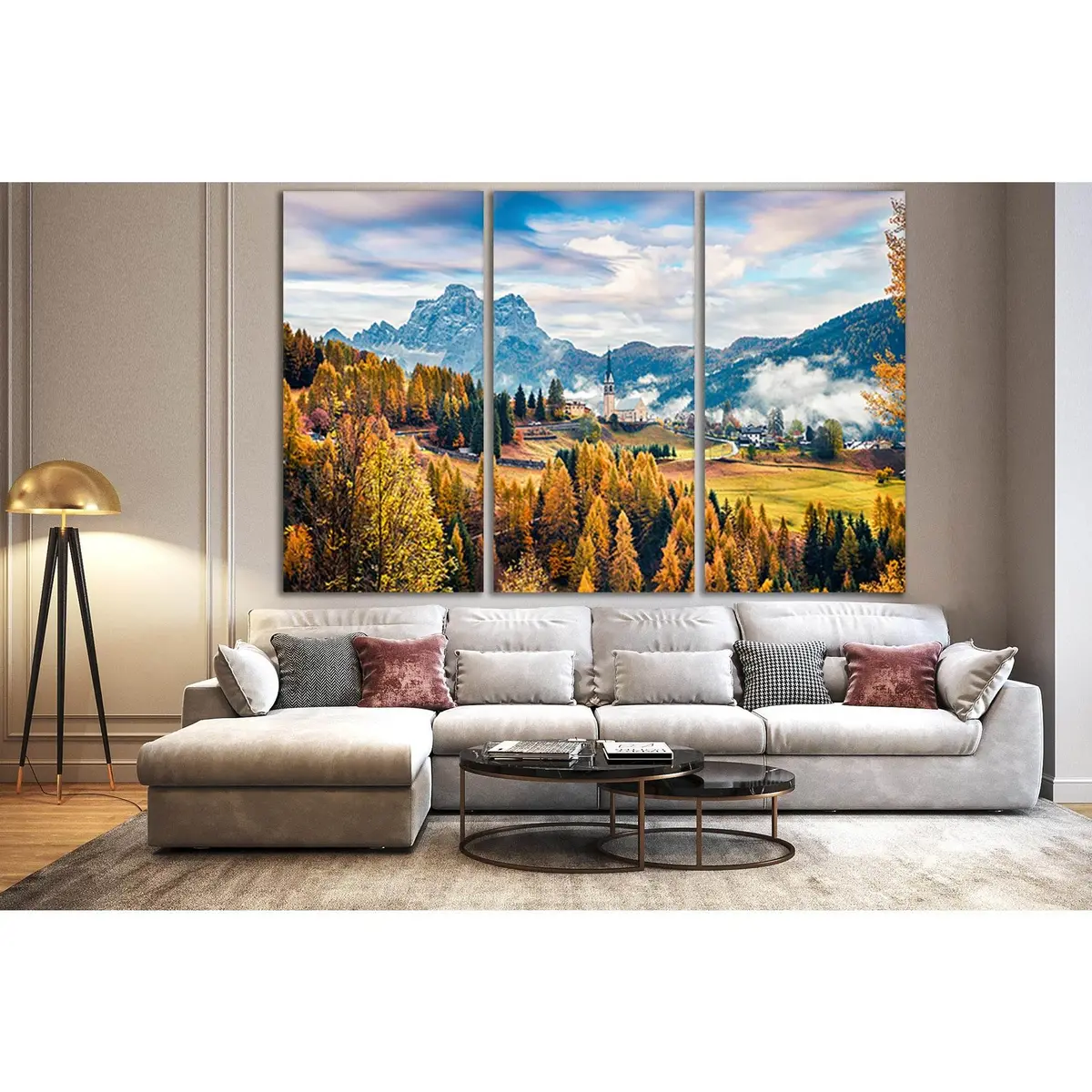 Autumn Church Parrocchia Di Selva Cadore №Sl646 Ready To Hang Canvas Print 5
