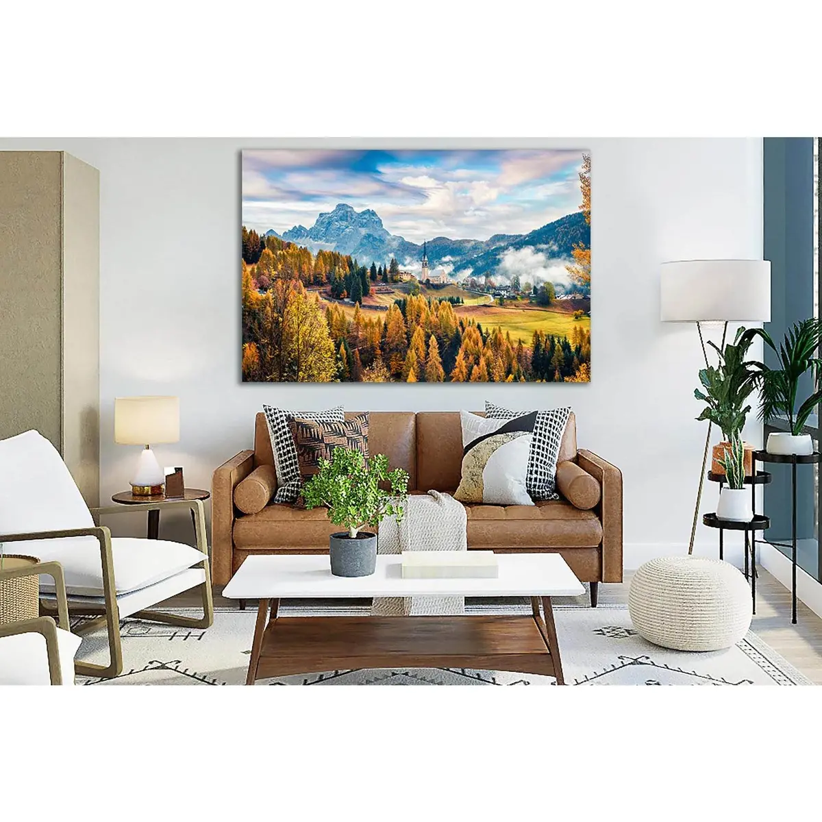 Autumn Church Parrocchia Di Selva Cadore №Sl646 Ready To Hang Canvas Print 2