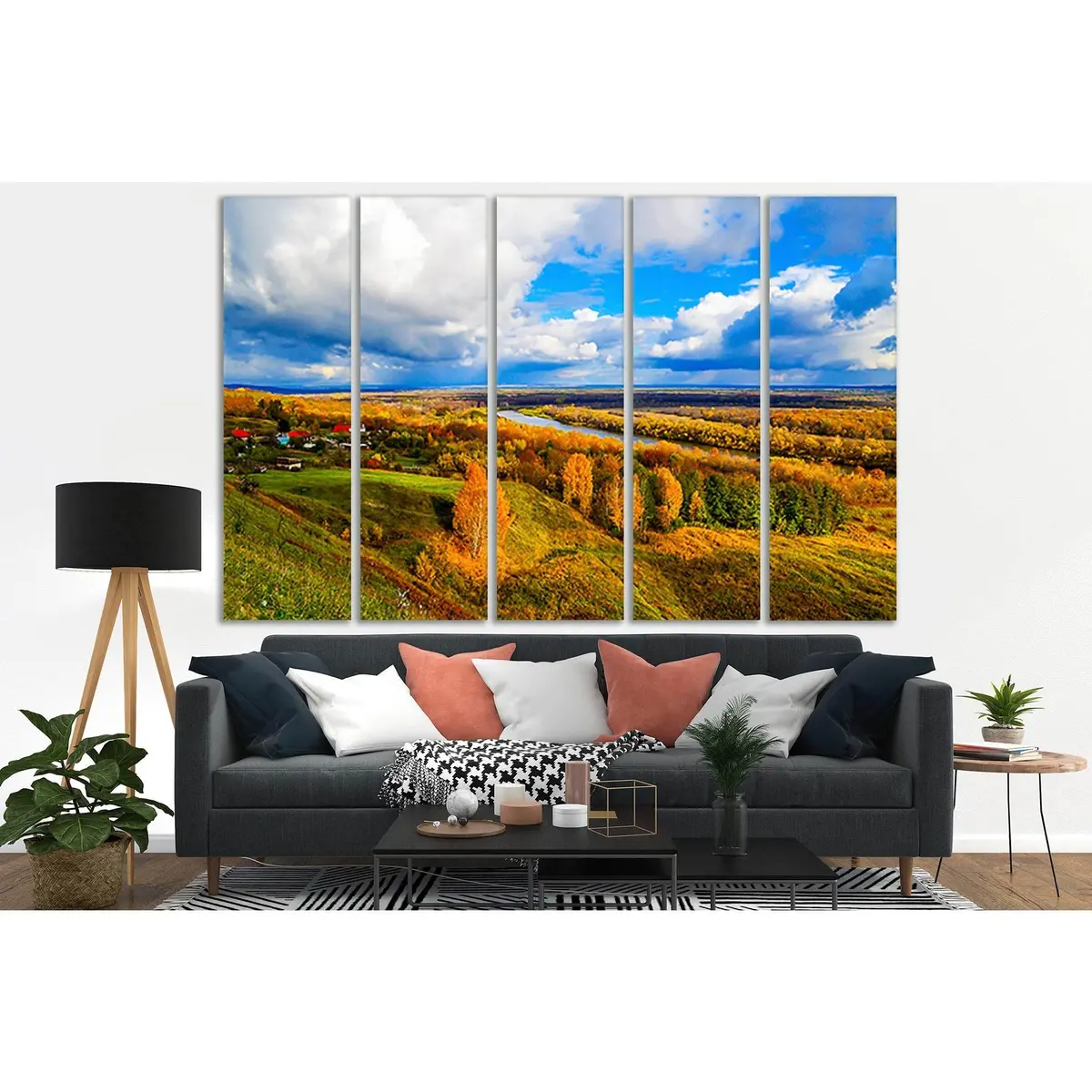 Premium Ready-to-Hang Canvas Art: Autumn Forest Along a River Valley (SL647) - Image 3