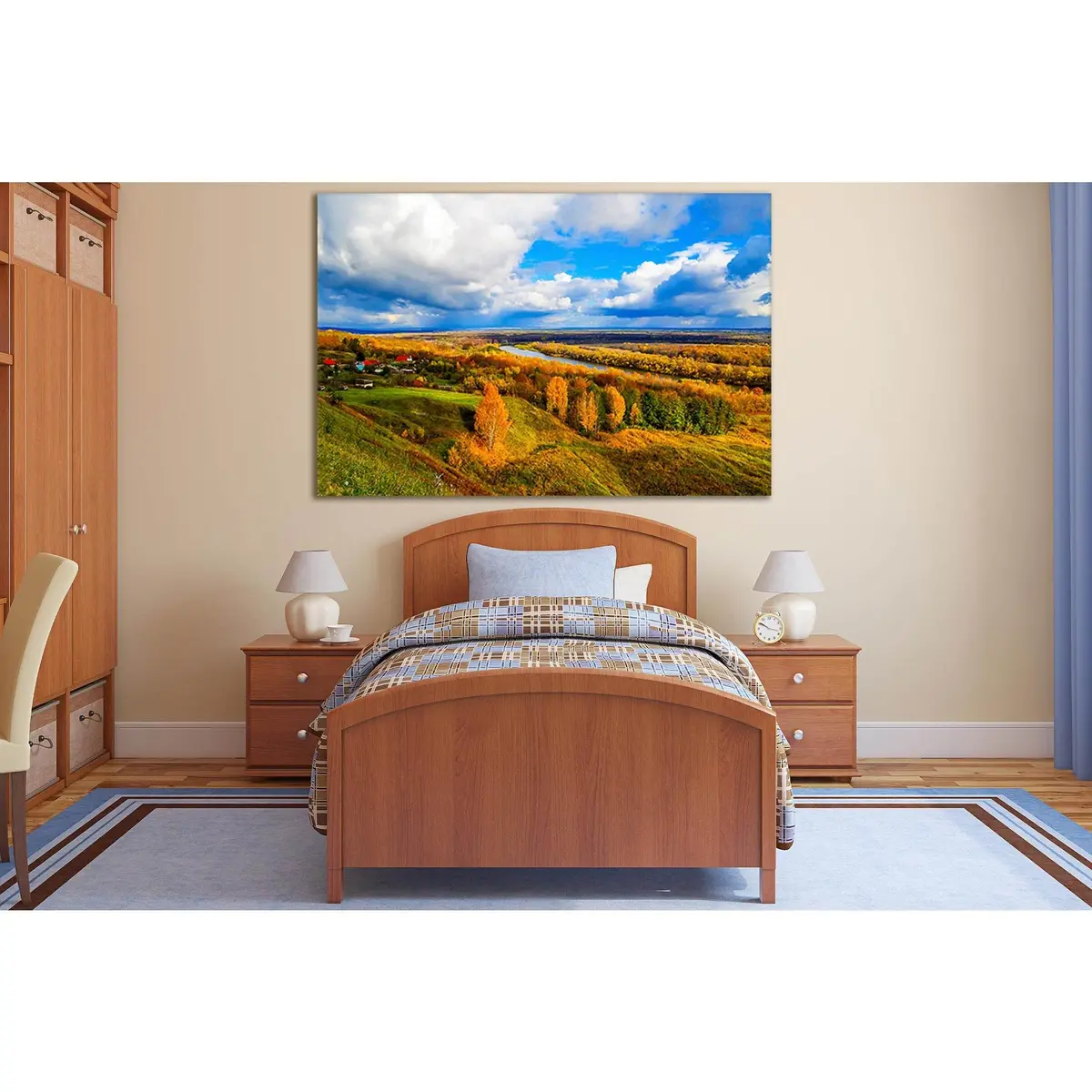 Autumn Forest In River Valley №Sl647 Ready To Hang Canvas Print 1