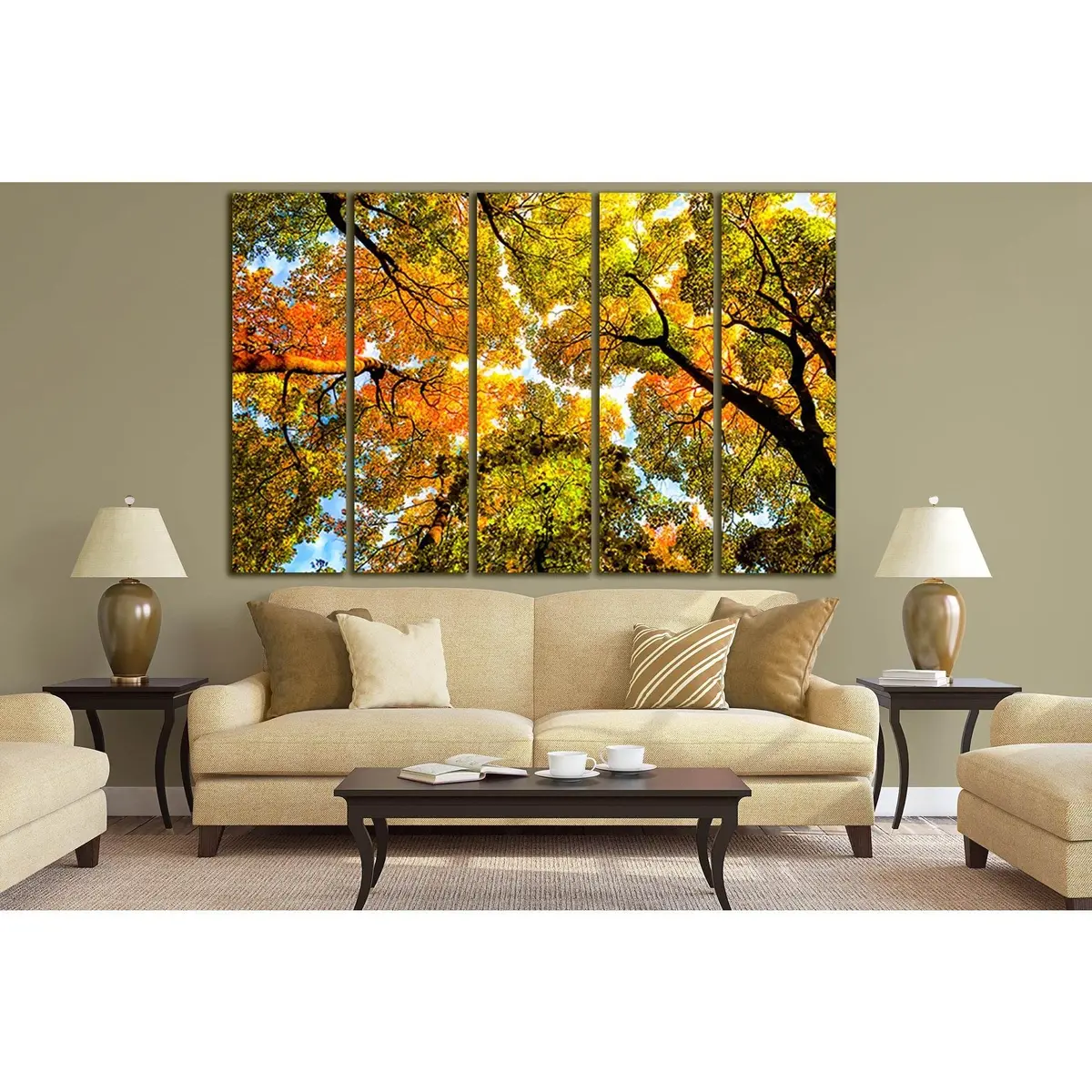 Premium Ready-to-Hang Canvas Wall Art: Autumn Forest Trees Scene