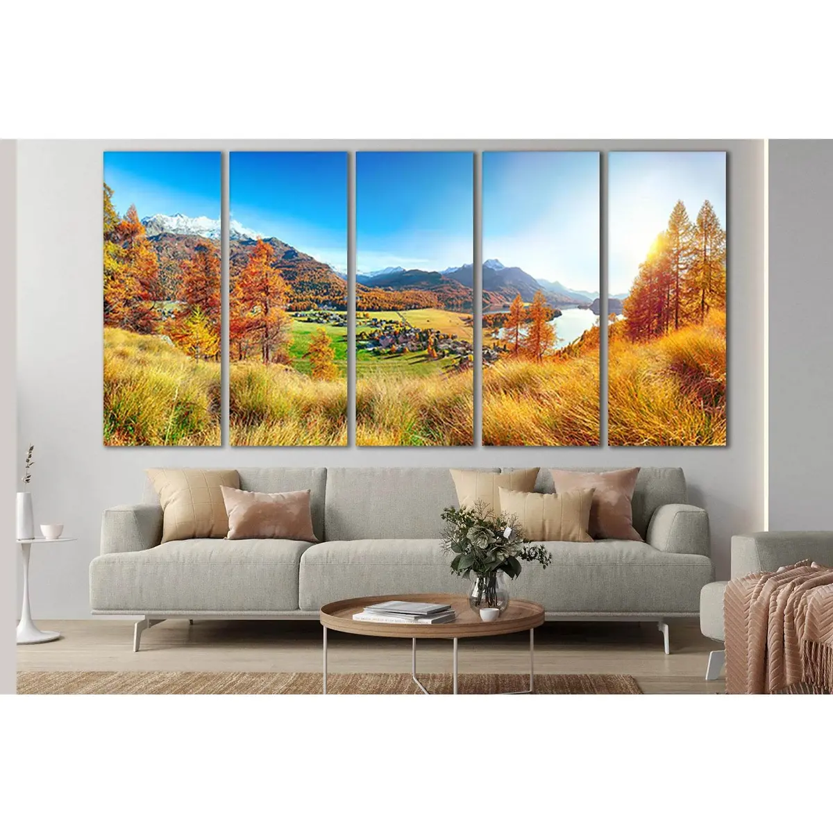 Autumn Landscape of Sils in Engadin, Switzerland — Premium Ready-to-Hang Canvas Wall Art (SL649) - Image 3