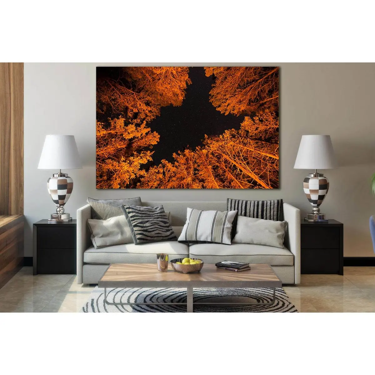 Autumn Trees At Night №Sl1068 Ready To Hang Canvas Print 1