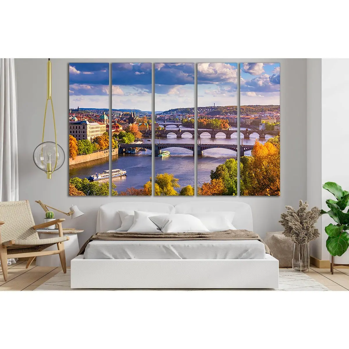 Autumn Scene at Charles Bridge Canvas Art Print – SL661