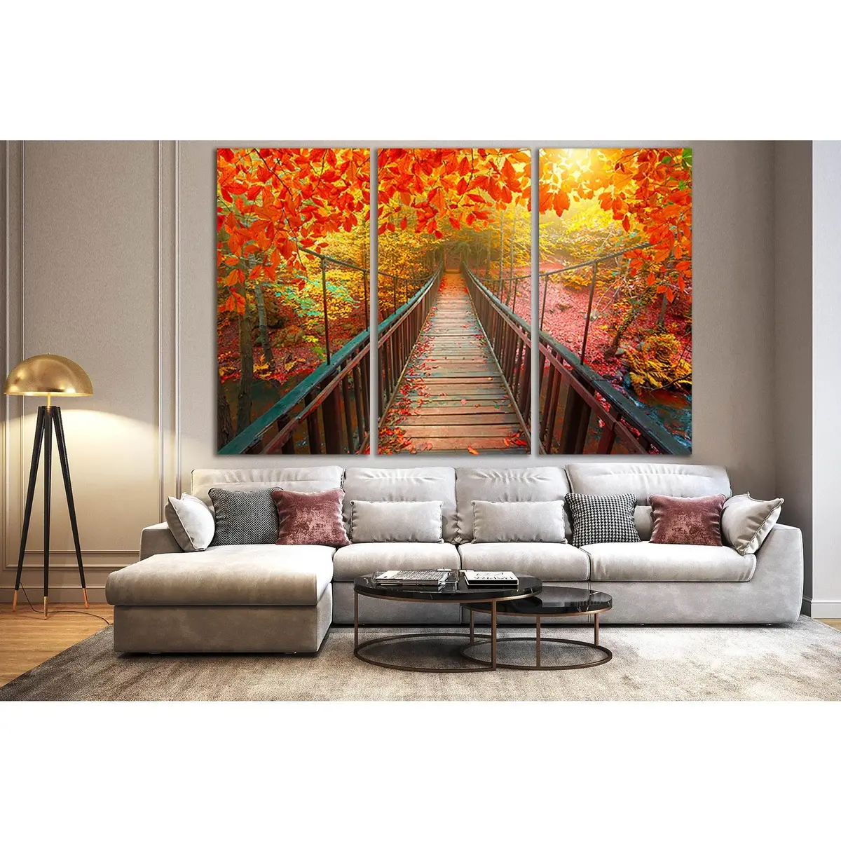 Autumn View With Wooden Bridge №Sl616 Ready To Hang Canvas Print 5