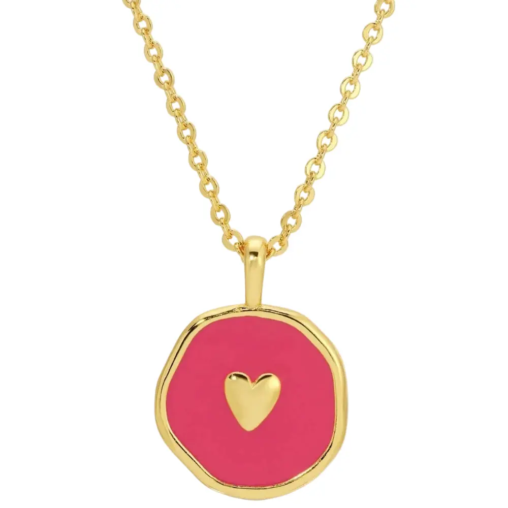 Splendid Iris Gold Minimal Heart Enameled Pendant Necklace 1