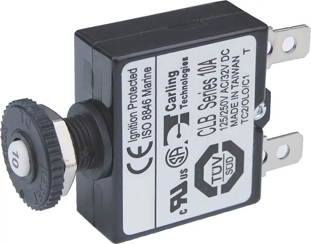 Blue Sea System Push Button Reset Only Quick Connect Circuit Breaker - 10 Amps 1
