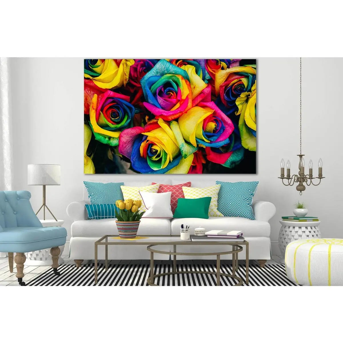 Background Of Colored Roses №Sl700 Ready To Hang Canvas Print 1