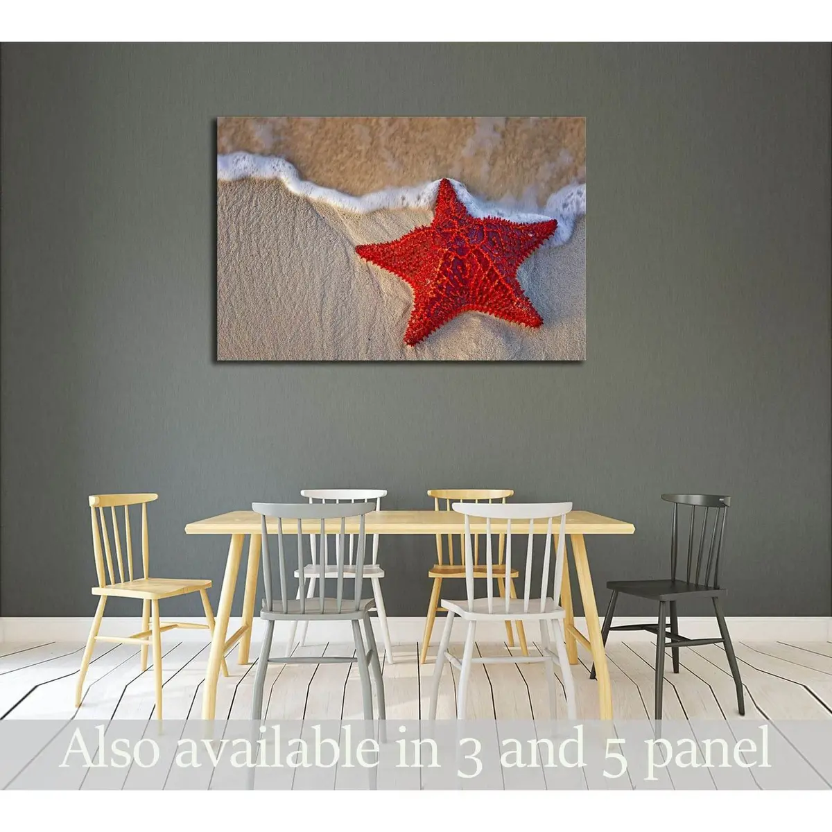 Bahama Starfish On The Beach With Incoming Waves From The Ocean №3027 Ready To Hang Canvas Print 1
